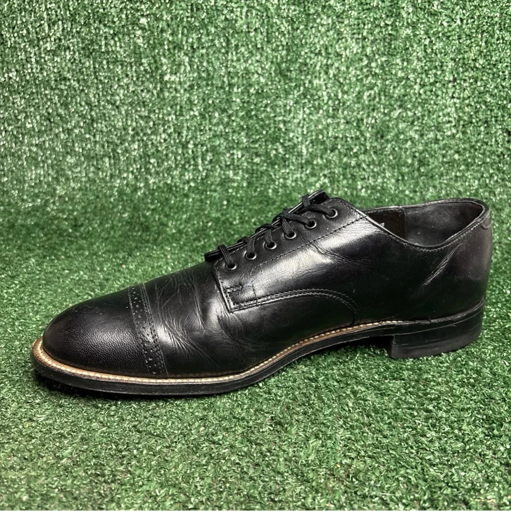 Vintage Stacy‎ Adams Madison Black Leather Cap Toe Dress Shoe 00012 Sz 9 E Wide